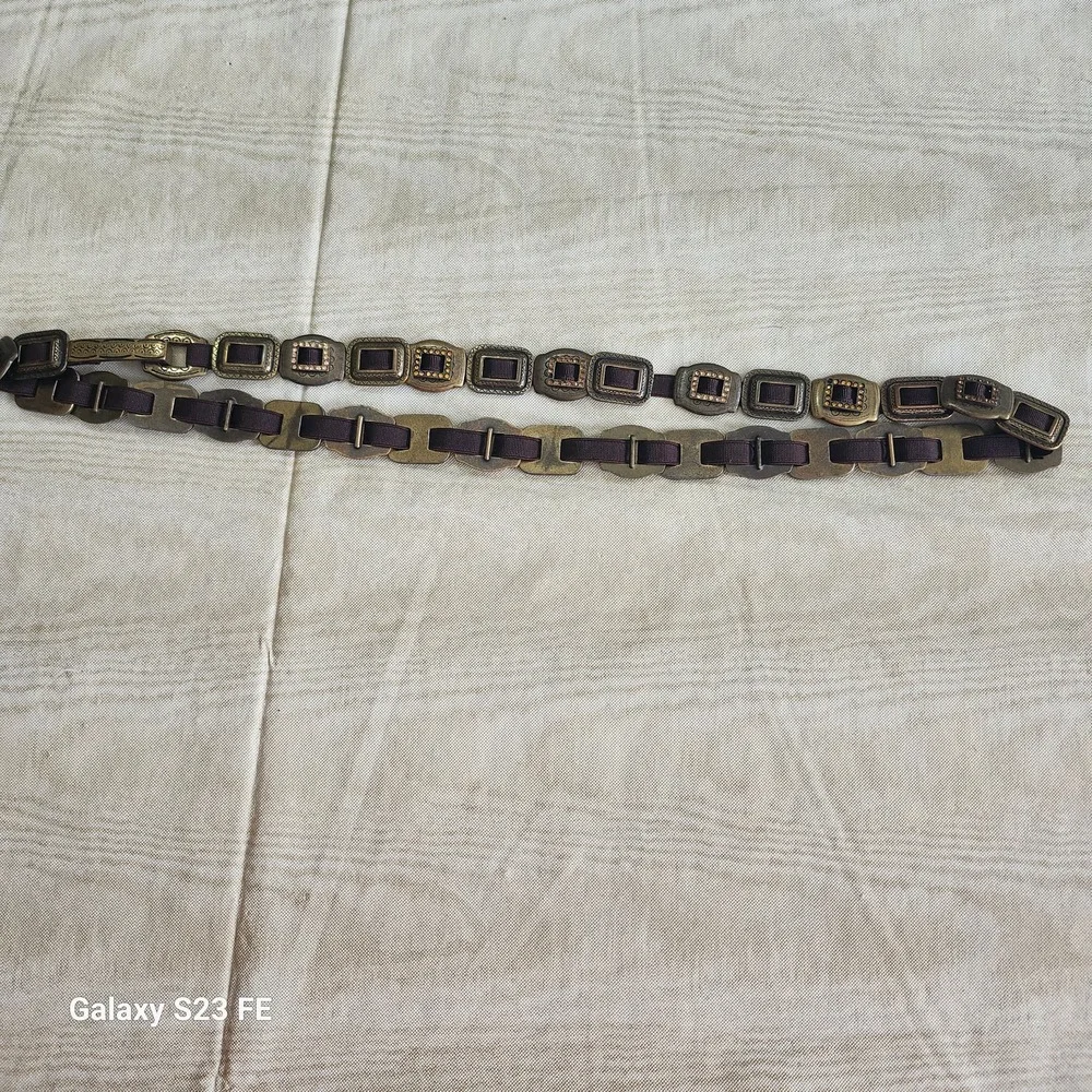 Chain‎ Link Belt Womens 35 Inch Bronze Brown Rhinestone Boho Western Stretchy